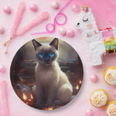 Halloween Siamese kat met pompoenen eng Papieren Bordje (Feest)