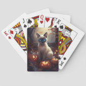 Halloween Siamese kat met pompoenen eng Pokerkaarten (Achterkant)