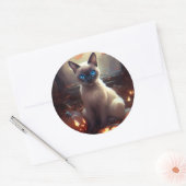 Halloween Siamese kat met pompoenen eng Ronde Sticker (Envelop)