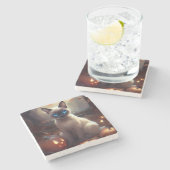 Halloween Siamese kat met pompoenen eng Stenen Onderzetter (Zijkant)