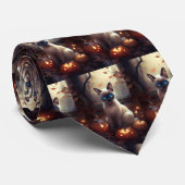 Halloween Siamese kat met pompoenen eng Stropdas (Opgerold)