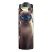 Halloween Siamese kat met pompoenen eng Thermosbeker (Voorkant)