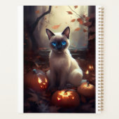 Halloween Siamese Kat Met Pompoenen Griezelen  Planner (Achterkant)