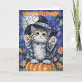 Halloween Siberian Cat Feestdagen Kaart (Voorkant)