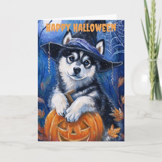 Halloween Siberian Husky Dog Feestdagen Kaart (Voorkant)