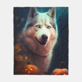 Halloween Siberian Husky met pompoenen eng Fleece Deken (Voorkant)