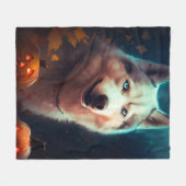 Halloween Siberian Husky met pompoenen eng Fleece Deken (Voorkant (Horizontaal))