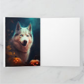 Halloween Siberian Husky met pompoenen eng Kaart (Binnen)
