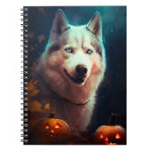 Halloween Siberian Husky met pompoenen eng Notitieboek (Voorkant)