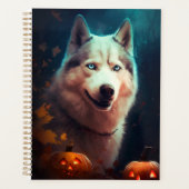 Halloween Siberian Husky met pompoenen eng Planner (Voorkant)