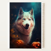 Halloween Siberian Husky met pompoenen eng Planner (Achterkant)
