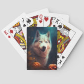 Halloween Siberian Husky met pompoenen eng Pokerkaarten (Achterkant)