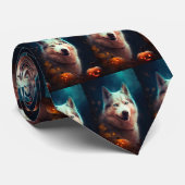 Halloween Siberian Husky met pompoenen eng Stropdas (Opgerold)