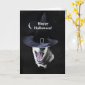 Halloween Siberian Husky Witchy Fun Kaart (Gele Bloem)