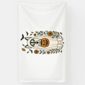 Halloween Siberische Husky Bloemen Spandoek (Verticaal)