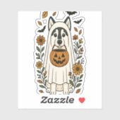 Halloween Siberische Husky Bloemen Sticker (Vel)