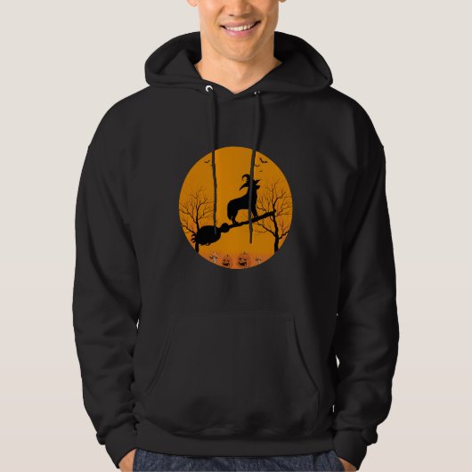 Halloween Siberische Husky Heks Enge Maan Grappig  Hoodie (Voorkant)
