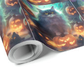 Halloween Siberische kat met pompoenen eng Cadeaupapier (Rol Hoek)