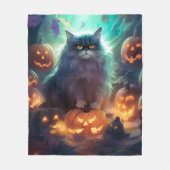 Halloween Siberische kat met pompoenen eng Fleece Deken (Voorkant)