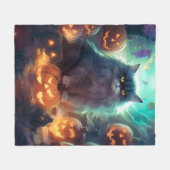 Halloween Siberische kat met pompoenen eng Fleece Deken (Voorkant (Horizontaal))