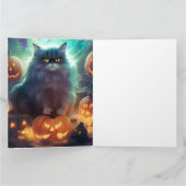 Halloween Siberische kat met pompoenen eng Kaart (Binnen)