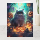 Halloween Siberische kat met pompoenen eng Kaart (Voorkant)