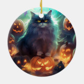 Halloween Siberische kat met pompoenen eng Keramisch Ornament (Achterkant)