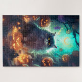 Halloween Siberische kat met pompoenen eng Legpuzzel (Horizontaal)