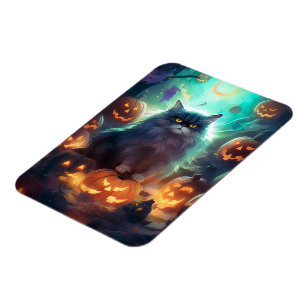Halloween Siberische kat met pompoenen eng Magneet