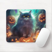 Halloween Siberische kat met pompoenen eng Muismat (Met muis)