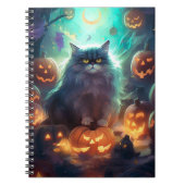 Halloween Siberische kat met pompoenen eng Notitieboek (Voorkant)