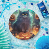 Halloween Siberische kat met pompoenen eng Papieren Bordje (Feest)