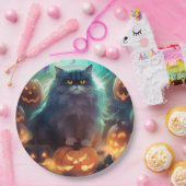 Halloween Siberische kat met pompoenen eng Papieren Bordje (Feest)