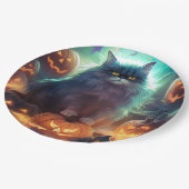 Halloween Siberische kat met pompoenen eng Papieren Bordje (Gekanteld)