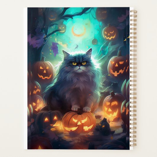 Halloween Siberische kat met pompoenen eng Planner (Achterkant)