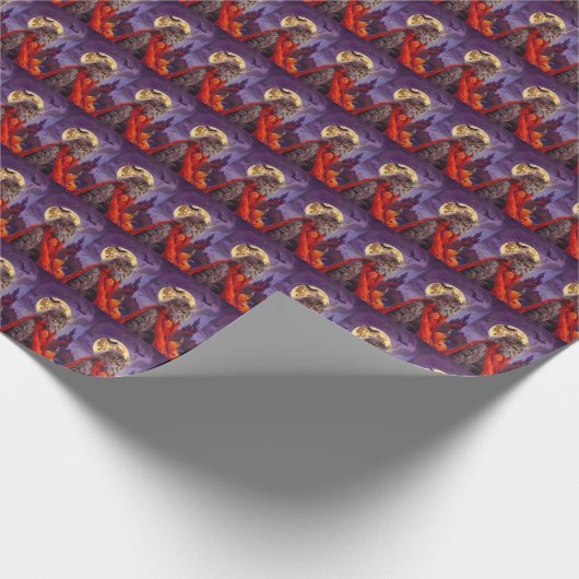 Halloween Siberische Kat Vampier Pompoenen eng Cadeaupapier (Hoek)