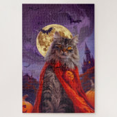 Halloween Siberische Kat Vampier Pompoenen eng Legpuzzel (Verticaal)