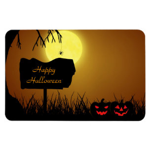 Halloween Sign with Pumpkins - Flexible Magnet Magneet
