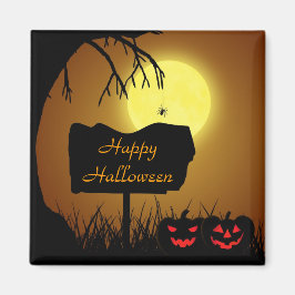 Halloween Sign with Pumpkins - Magnet