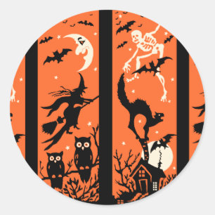 Halloween Silhouet Illustratie Ronde Sticker