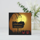 Halloween Silhouet Teken - Feestuitnodiging Kaart (Staand voorkant)