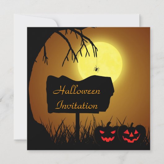 Halloween Silhouet Teken - Feestuitnodiging Kaart (Voorkant)
