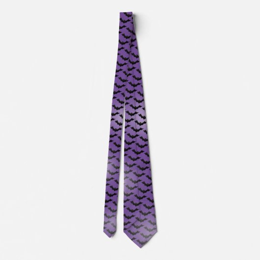 Halloween Silhouette Black Bats Pattern Paars BG Stropdas (Achterkant)