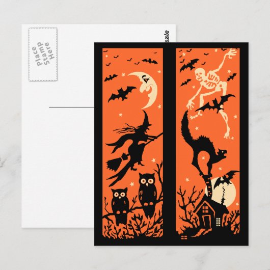  Halloween Silhouette Illustratie Briefkaart (Voorkant / Achterkant)