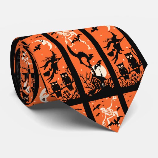  Halloween Silhouette Illustratie Stropdas (Opgerold)