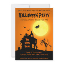 Halloween Silhouette Witch Haunted House Party