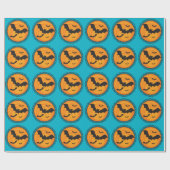 Halloween Silhouettes Bat Wrapping Paper Cadeaupapier (Vlak)