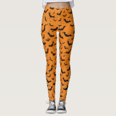 Halloween Silhouettes Bats Oranje & Black Leggings (Voorkant)