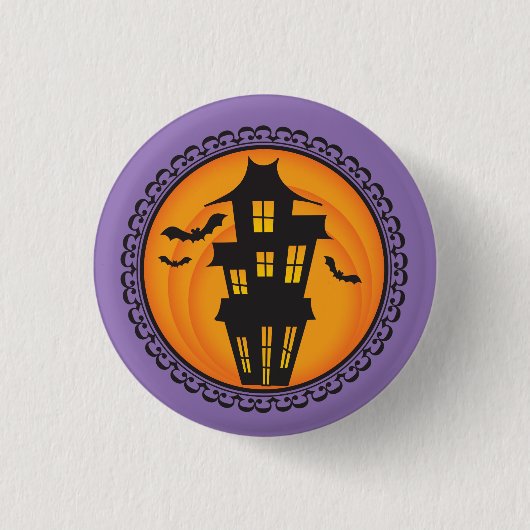 Halloween Silhouettes Haunted House Badge Ronde Button 3,2 Cm (Voorkant)