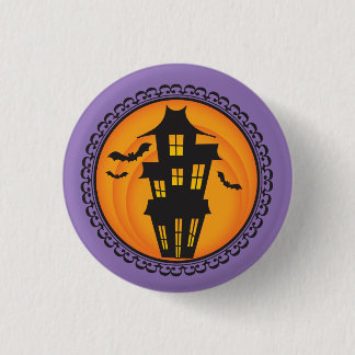Halloween Silhouettes Haunted House Badge Ronde Button 3,2 Cm